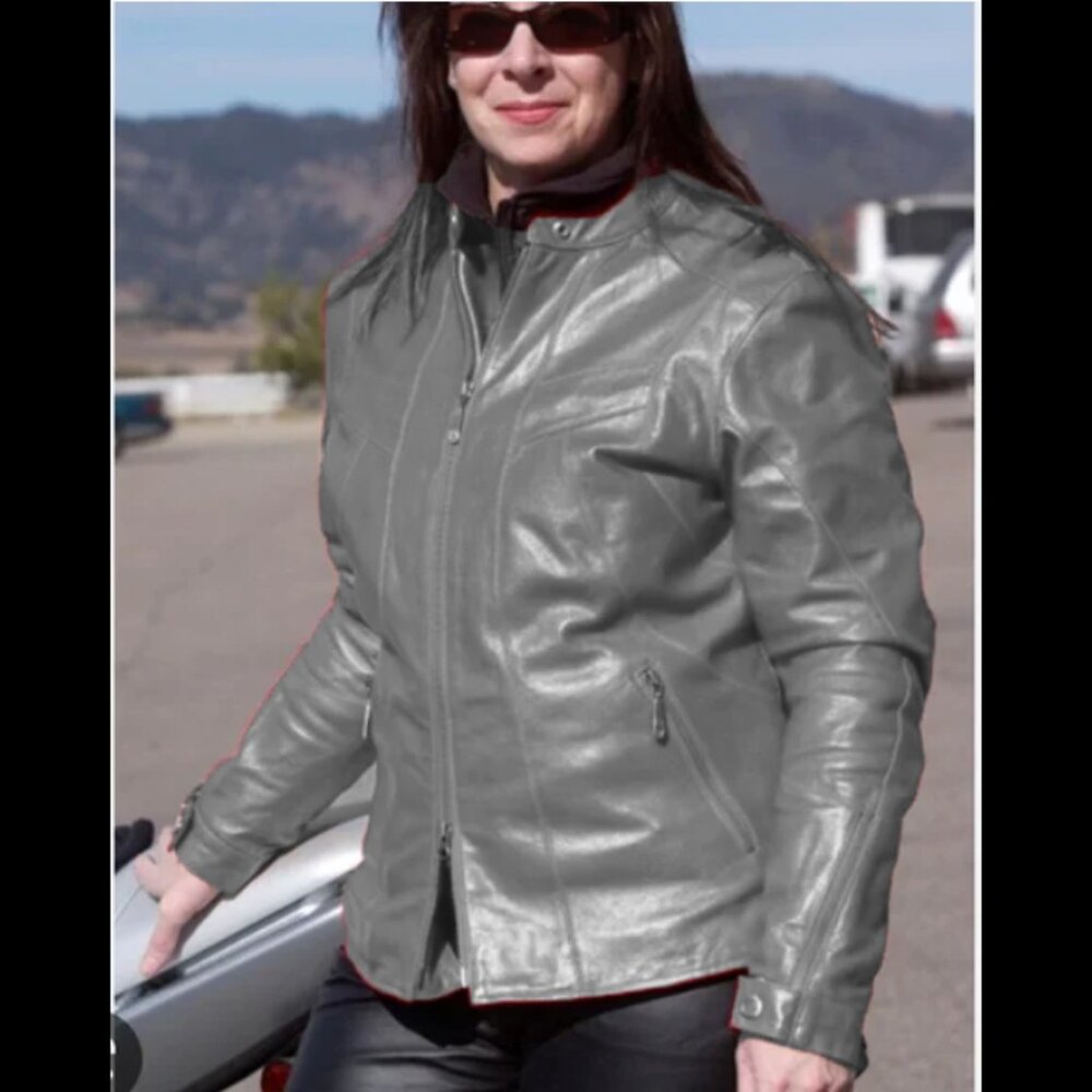 Hein Gericke LA JOLLA Pewter Leather Moto Jacket • Size 14